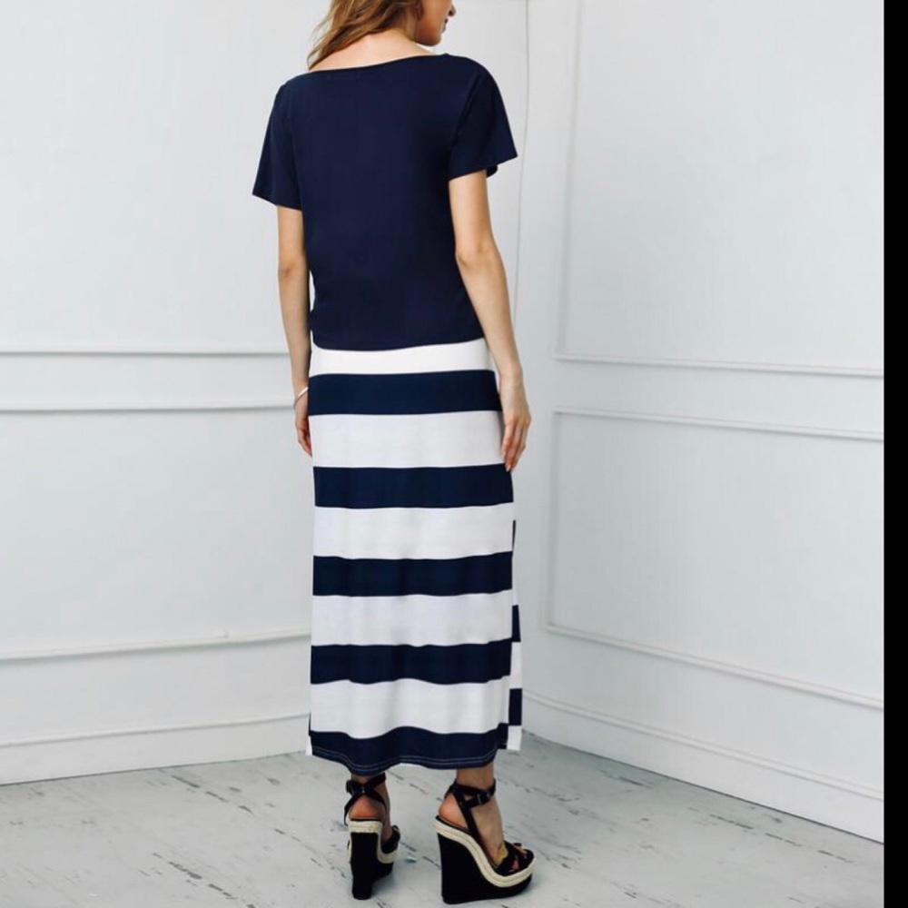 2 piece maxi skirt / t shirt striped anchor print size small - Picture 10 of 15